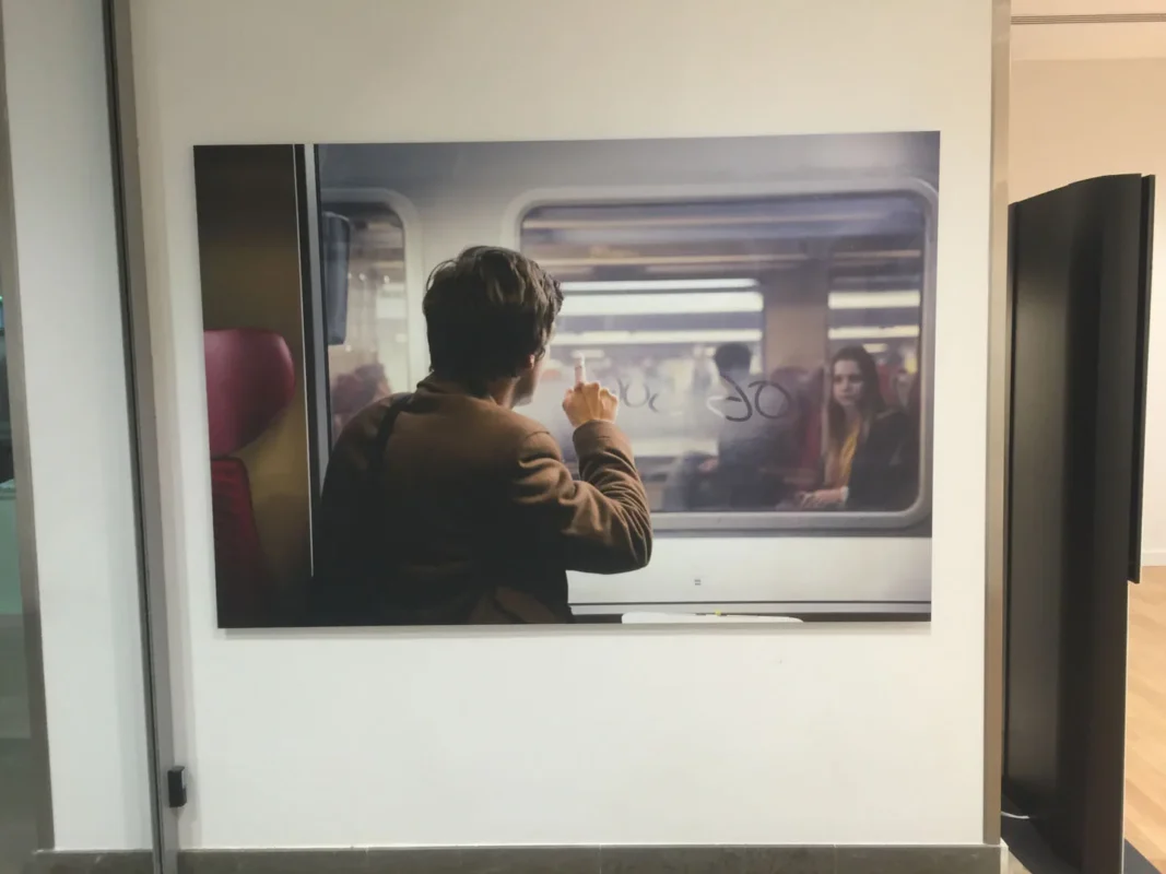 Contre collage photo sur dibond + chassis alu pour le Hall SNCF