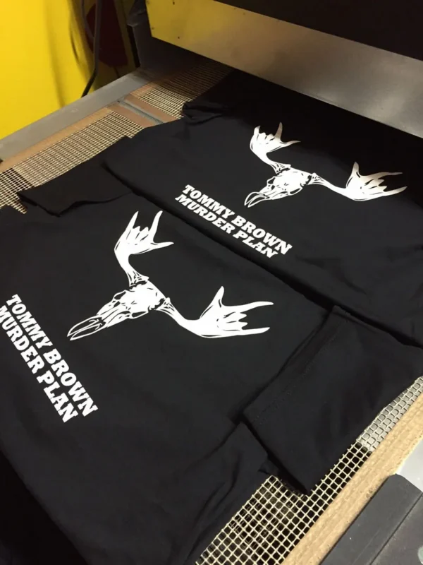 Sérigraphie sur textile pour le groupe Tommy Brown Murder Plan